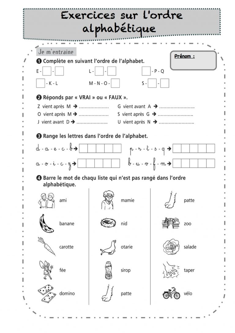 L Ordre Alphab Tique La Classe De Luccia Encequiconcerne Exercice