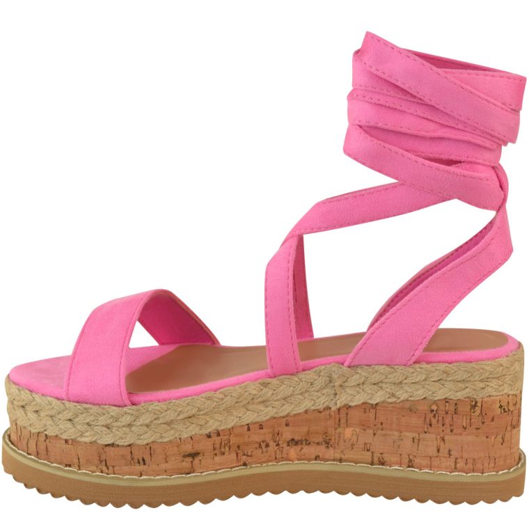 espadrilles mit keilabsatz und schnürung