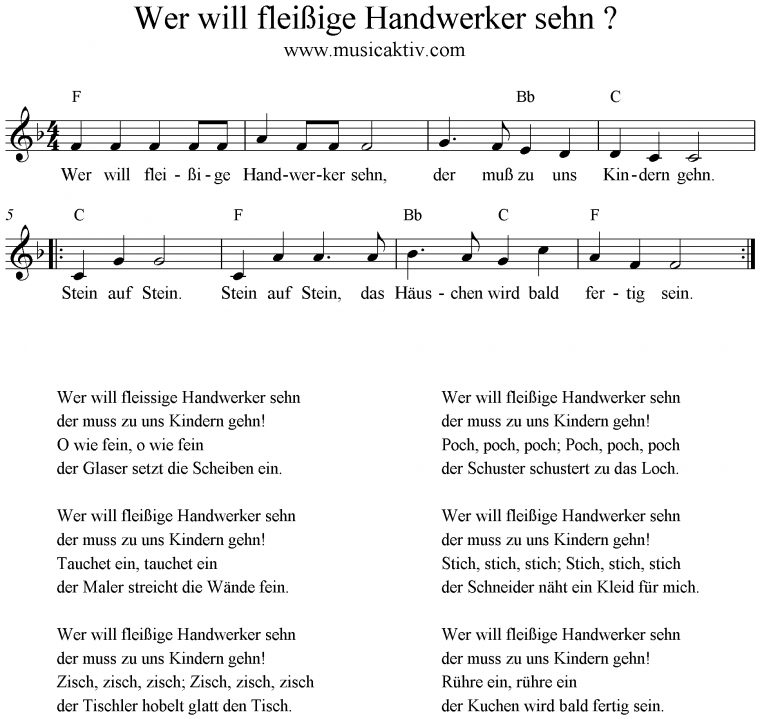 lied wer will fleißige handwerker sehen