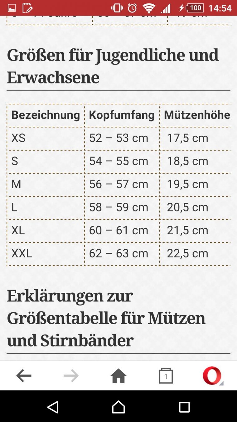 ärmel stricken größentabelle