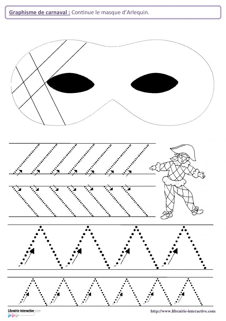 12 Fiches De Graphisme Sur Le Th Me De Carnaval, Pour Les concernant Exercice Grande Section En Ligne