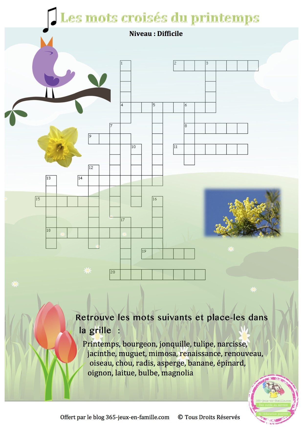 12 Jeux Gratuits À Imprimer Pour Le Printemps | Crossword tout Jeux De Puzzle Pour Enfan Gratuit 