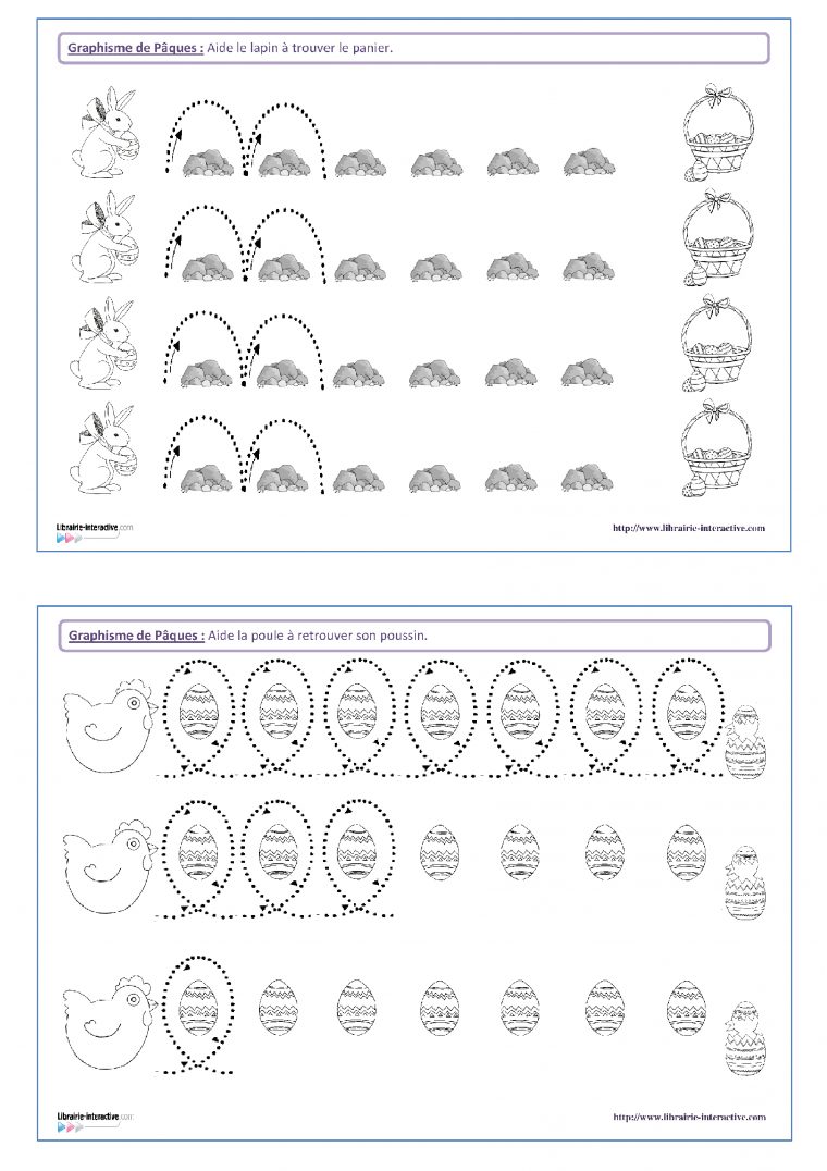 14 Fiches De Graphisme Sur Le Thème De Pâques, Pour Les à Jeux En Ligne Maternelle Petite Section