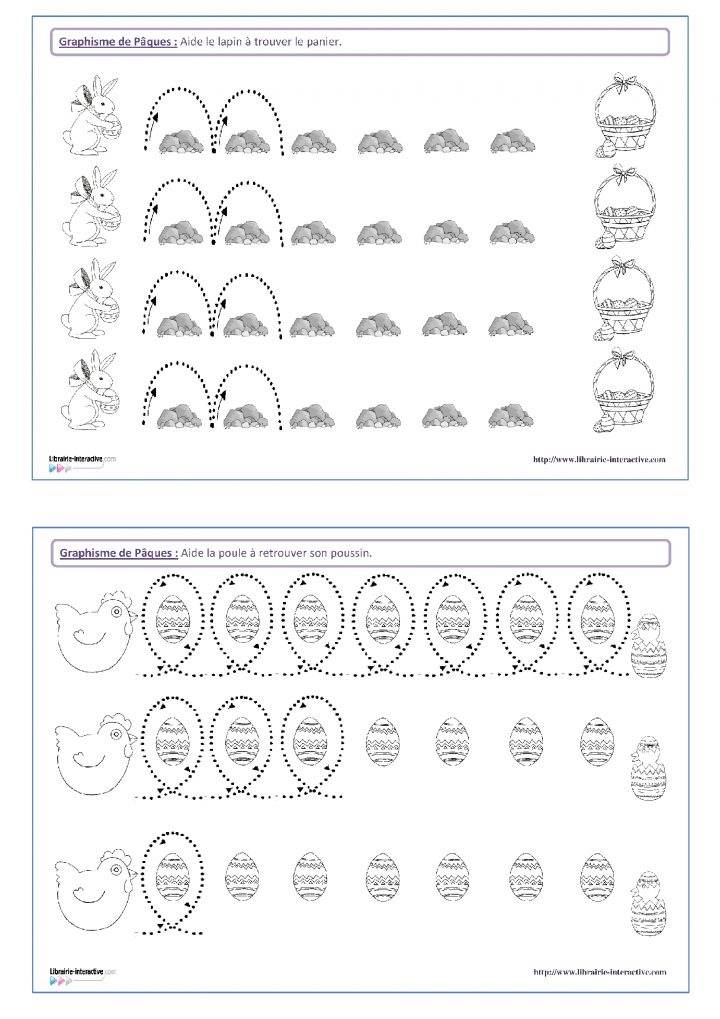 14 Fiches De Graphisme Sur Le Thème De Pâques, Pour Les destiné Exercice Petite Section En Ligne