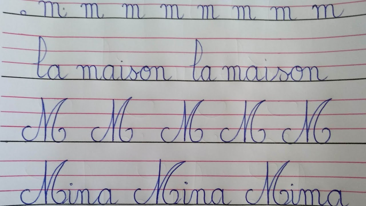 15- Écriture Cursive De L'alphabet Français (La Lettre M) Minuscule Et  Majuscule à L Alphabet En Majuscule