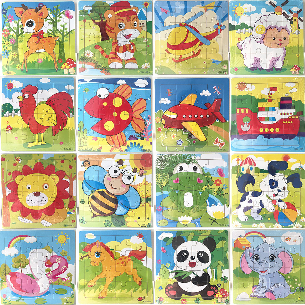 16 Pièces En Bois Puzzle Maternelle Bébé Jouets Enfants Animaux Bois 3D  Puzzles Enfants Building Blocks Drôle Jeu Jouets Éducatifs C5351 encequiconcerne Puzzle En Ligne Enfant 