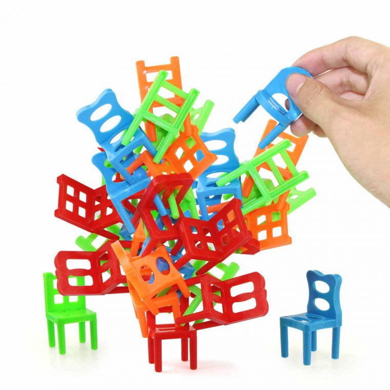 18 Pièces/ensemble Mini Chaises Empilables Jeu Bloc Balance pour Jeu Interactif Enfant