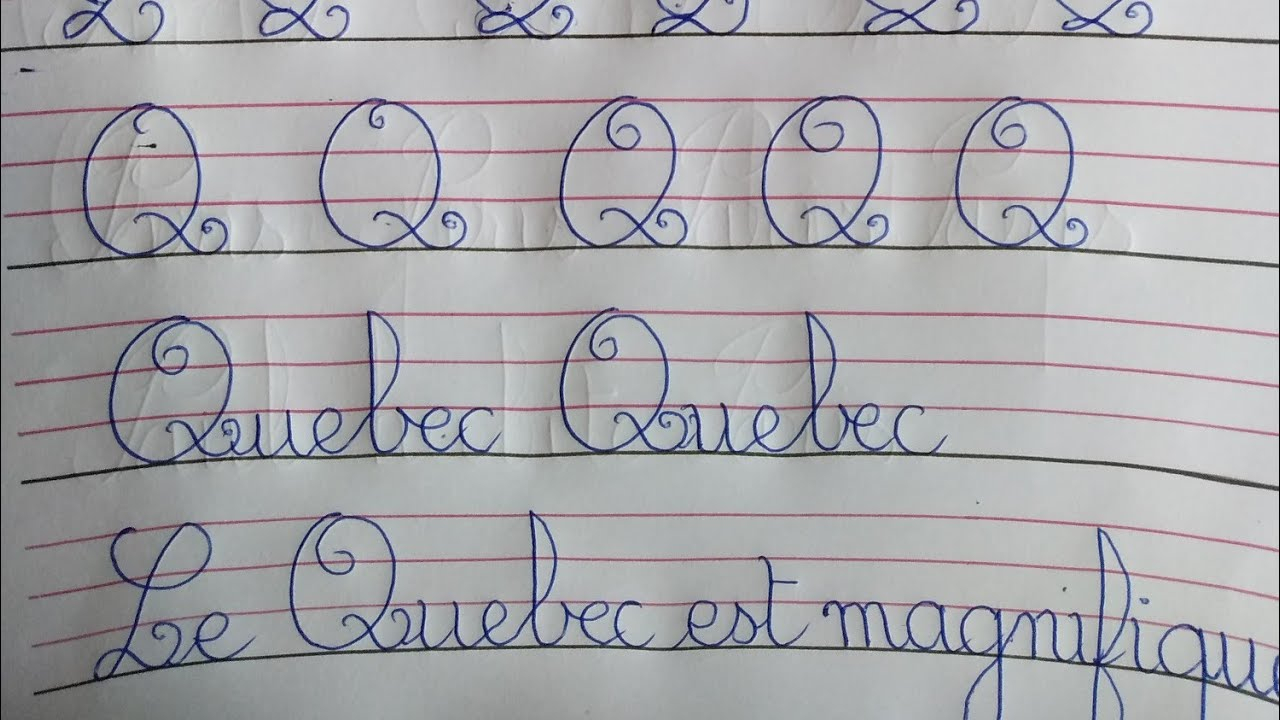 19- Écriture Cursive De L'alphabet Français (La Lettre Q_ Q) intérieur Alphabet Français Écriture