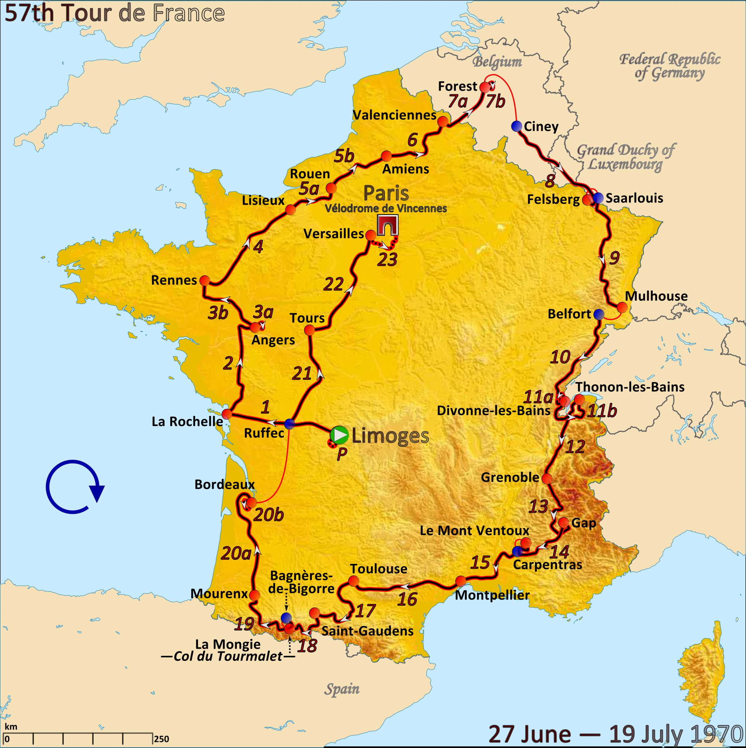 1970 Tour De France - Wikipedia encequiconcerne Carte De Fra 