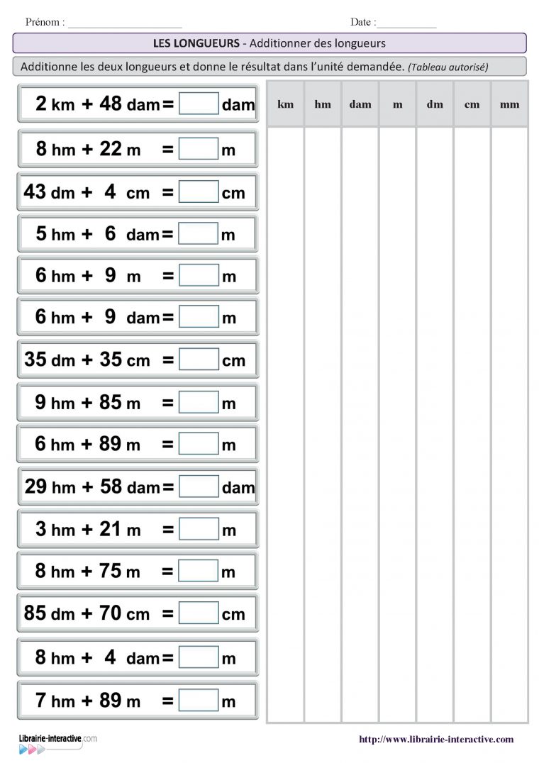 2 Fiches D'exercices Pour S'entraîner À Additionner Des concernant Exercices De Maths Cm1 À Imprimer Gratuit