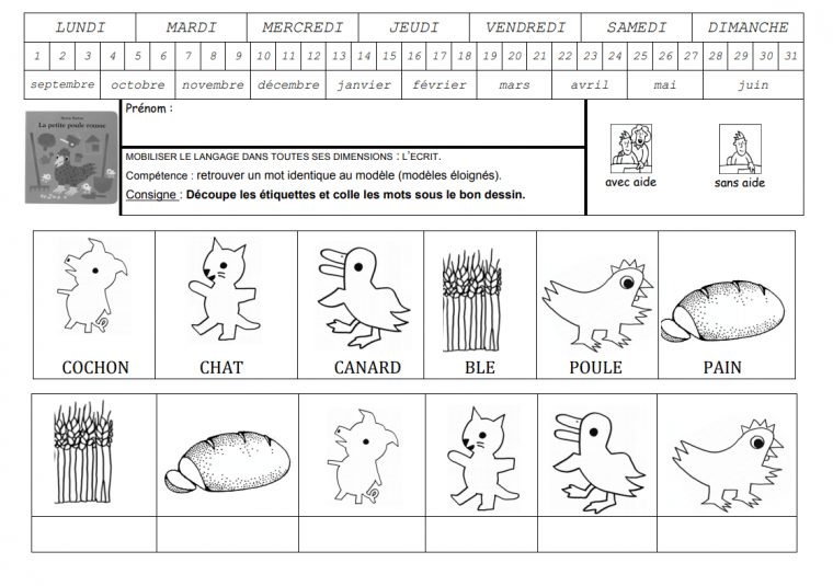 2 Fiches Sur L'album "la Petite Poule Rousse" – Lecture encequiconcerne Fiche Petite Section À Imprimer