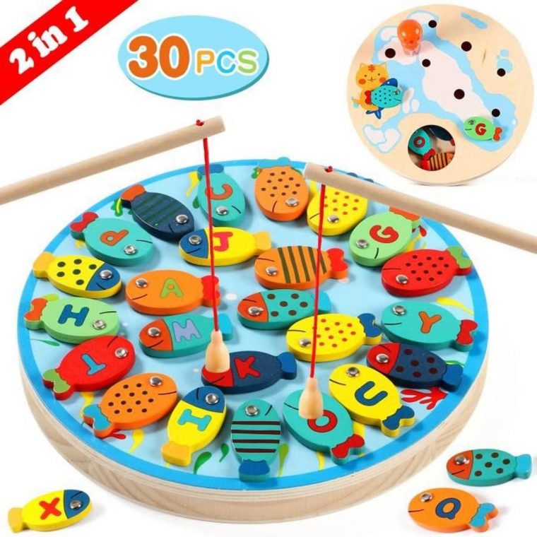 2 In 1 Jeu De Pêche 30 Pcs Alphabet Magnétique En Bois à Jeux Gratuit Pour Garçon 5 Ans