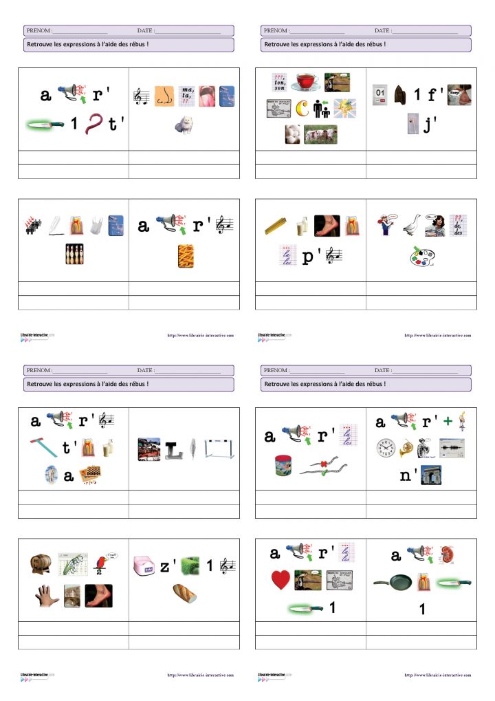 20 Expressions Françaises Très Connues À Découvrir À L'aide avec Jeux Rebus