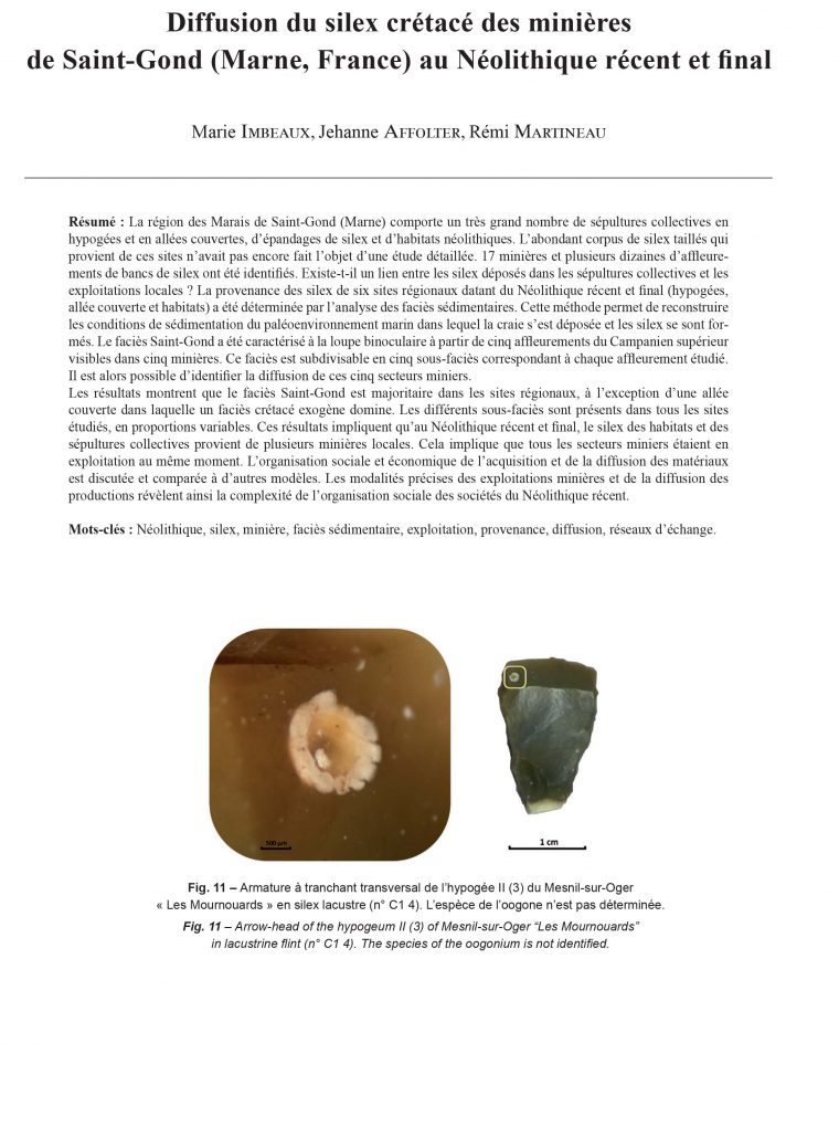 21-2018, Tome 115, 4, P. 733-767 – Imbeaux M., Affolter J., Martineau R.  (2018) – Diffusion Du Silex Crétacé Des Minières De Saint-Gond (Marne, encequiconcerne Pas Simple Du Tout Mots Fleches