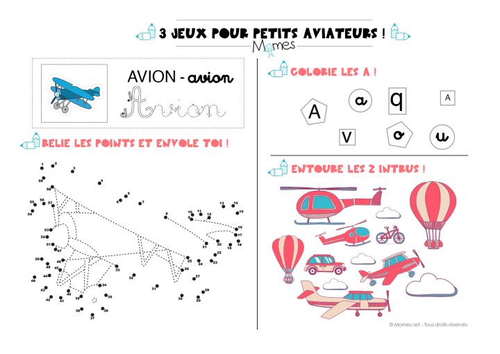 3 Jeux Pour Petits Aviateurs – Momes avec Jeux Educatif 4 Ans A Imprimer