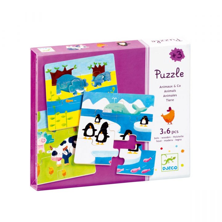 3 Puzzles De 6 Pièces Animaux dedans Puzzle Gratuit 3 Ans