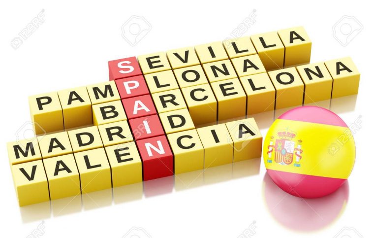 3D Image De Rendu. Espagne Pays Concept. Mots Croisés Avec Des Lettres.  Fond Blanc Isolé serapportantà Mots Croisés Avec Image