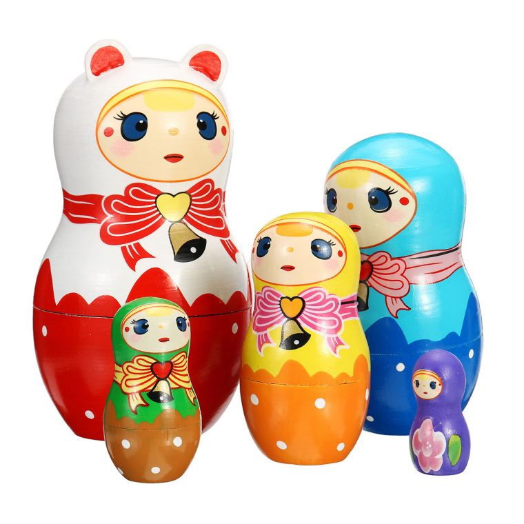 5Pcs Bébé Jouet Poupées Gigognes En Bois Poupées Russes encequiconcerne Nom Poupée Russe