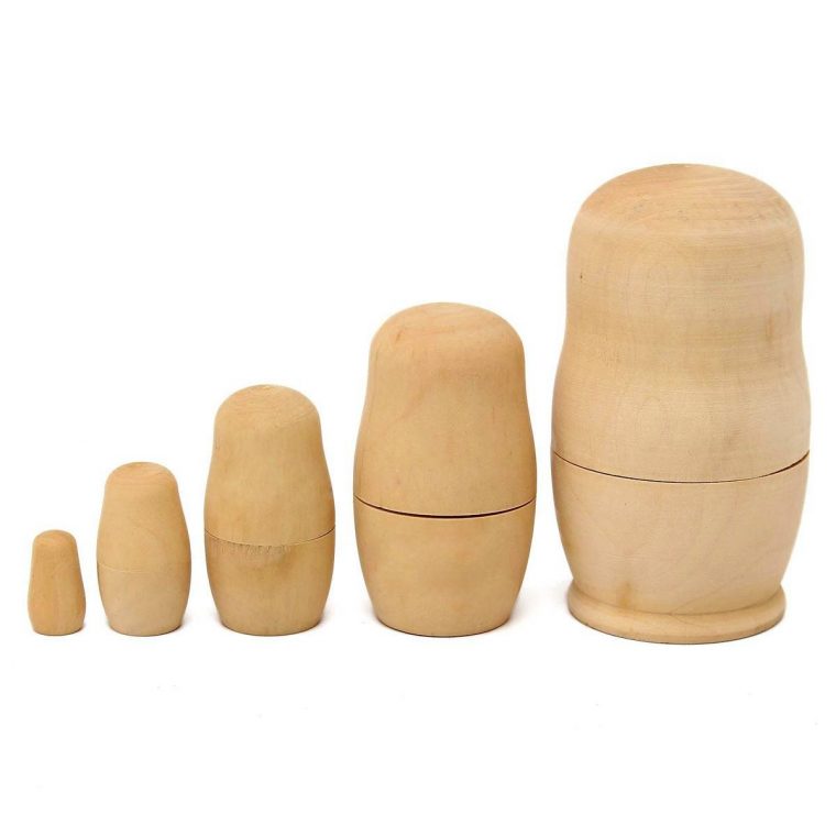 5Pcs Bricolage Bois Vierge Poupée Matryoshka Poupées Gigognes Poupée Russe  Animal Peinture Ensemble à Nom Poupée Russe