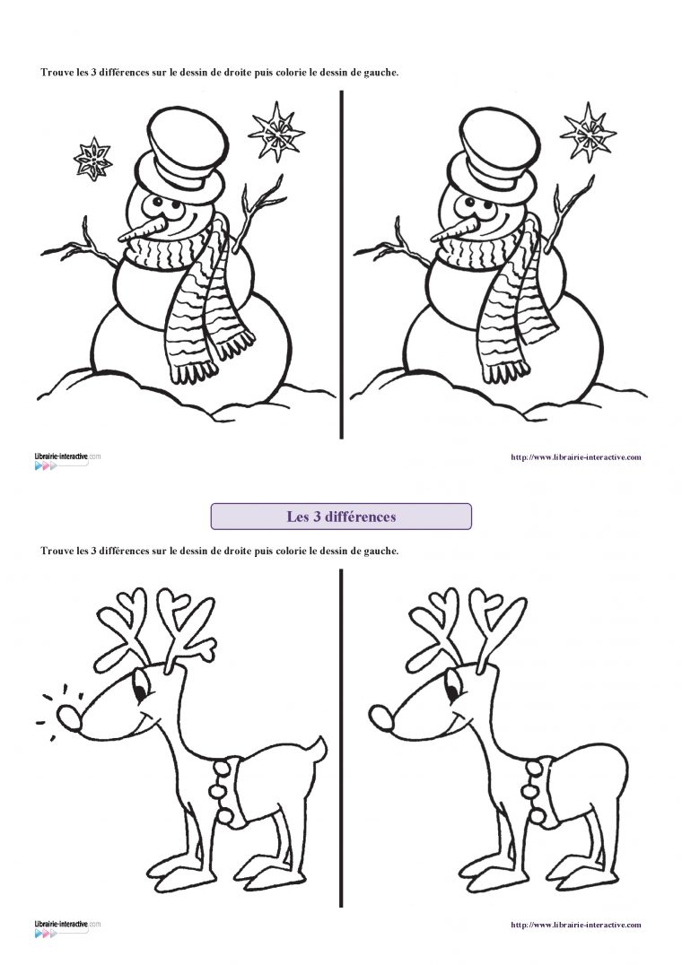 6 Fiches Sur Le Thème De L'hiver Pour Chercher Les 3 dedans Jeux De Différence