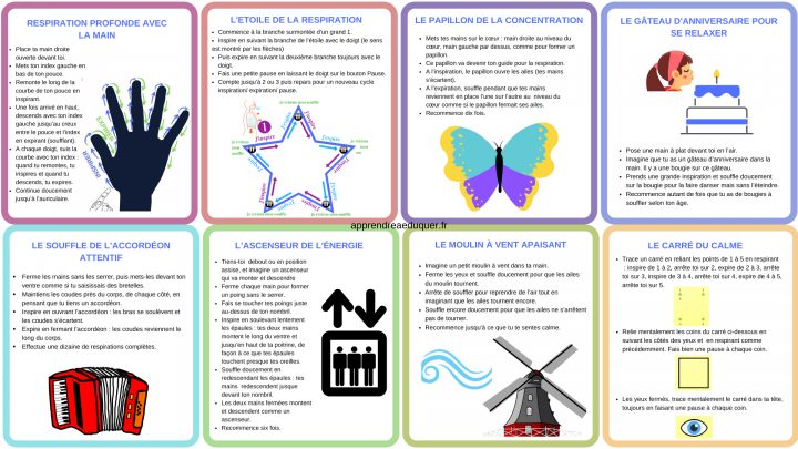 8 Cartes Avec Des Exercices De Respiration Pour Les Enfants à Exercice Enfant 4 Ans