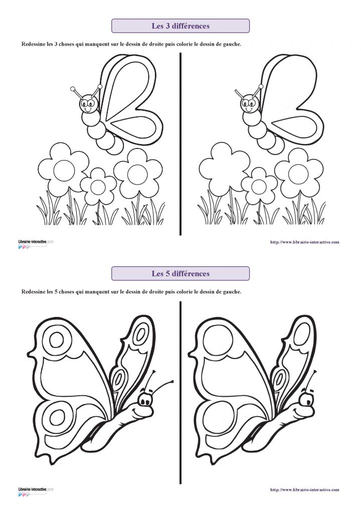 9 Fiches Sur Le Thème Du Printemps (Fleur, Abeille, Chenille à Chercher Les Differences