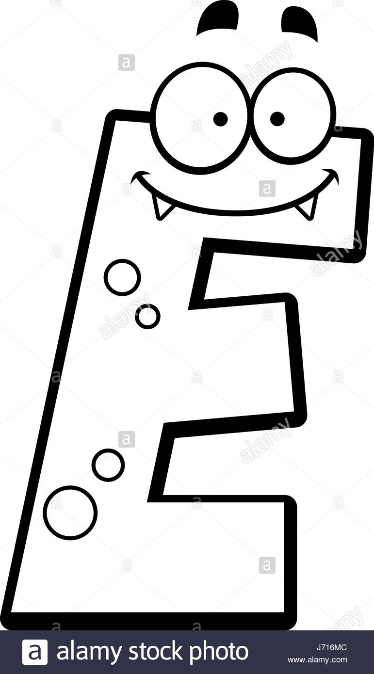 A Cartoon Illustration Of A Letter E Monster Smiling And destiné Dessin Lettre E