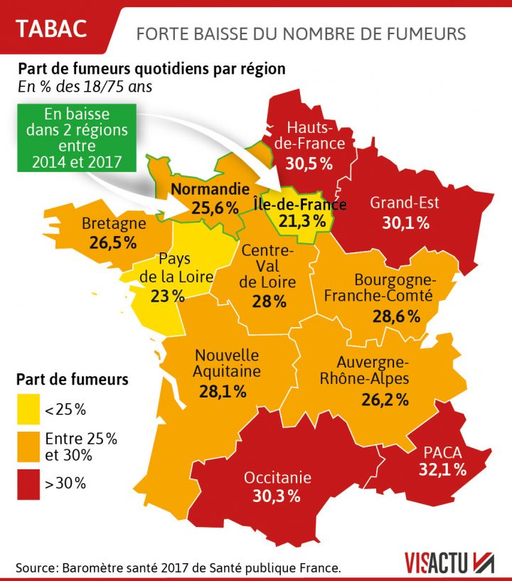 A La Une | Dans Quelles Régions Fume-T-On Le Plus ? pour Nombre De Régions En France 2017