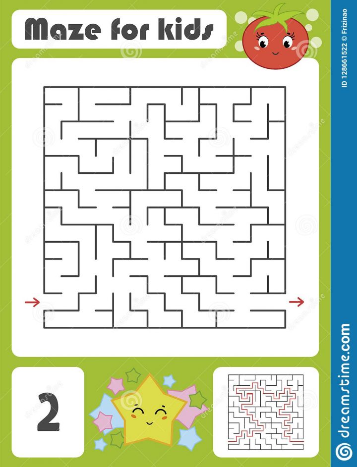 A Square Labyrinth With A Cartoon Character. Pretty Tomato à Labyrinthe A Imprimer