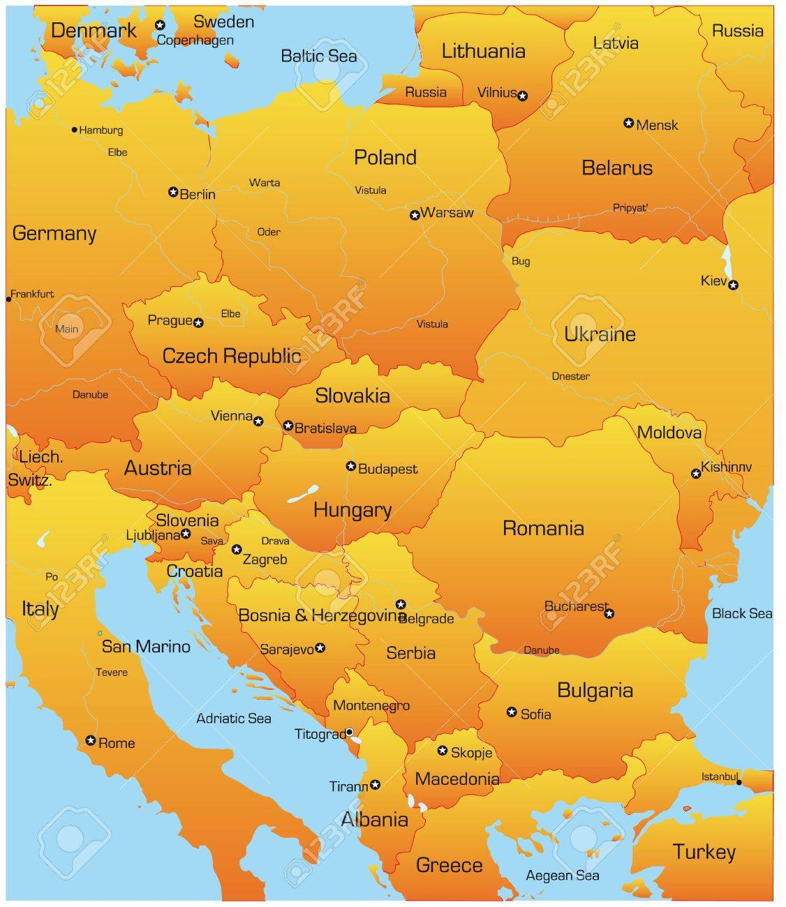 Abstract Map Of East Europe Continent pour Carte Europe De L Est