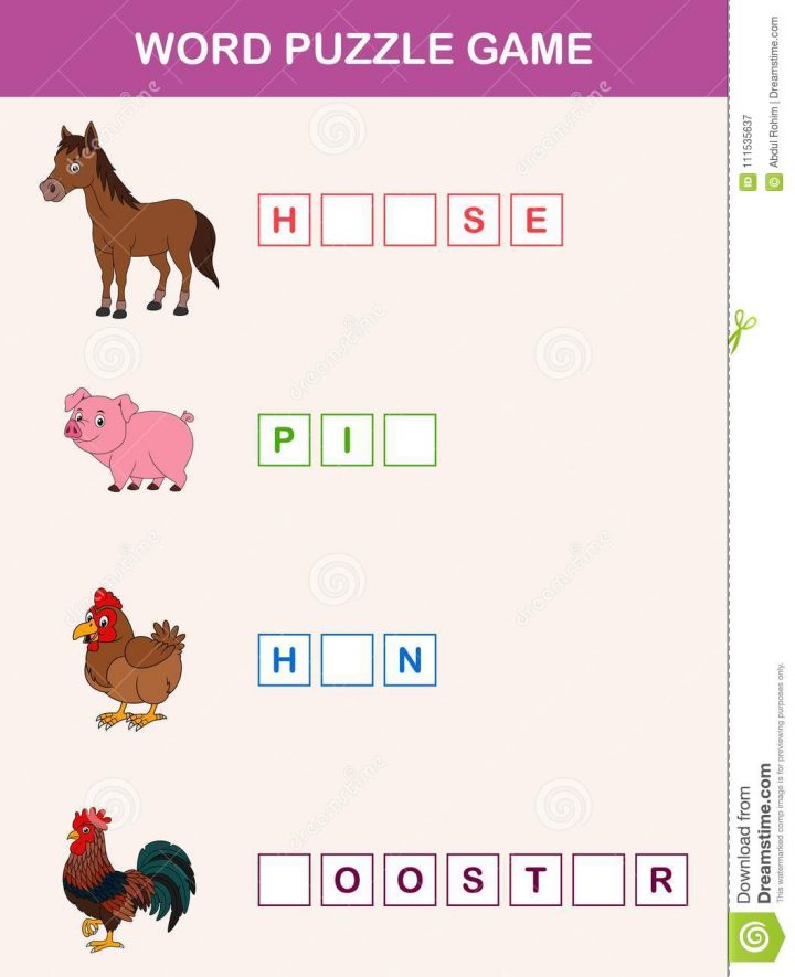 Accomplissez Le Jeu Éducatif D'enfants De Mots Étude Du concernant Jeux D Animaux De La Ferme