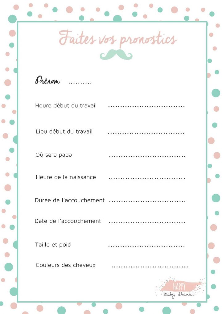 Activité-Pronostic-Bebe-Babyshower 1 240 × 1 754 Pixels pour Jeux Avec Des Questions