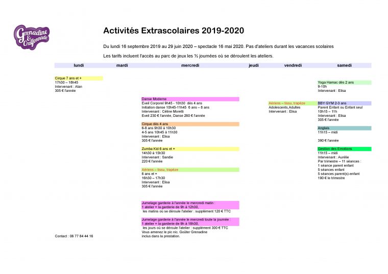 Activités Extrascolaires Enfant – Grenadine Et Crayonnade intérieur Activité 2 3 Ans