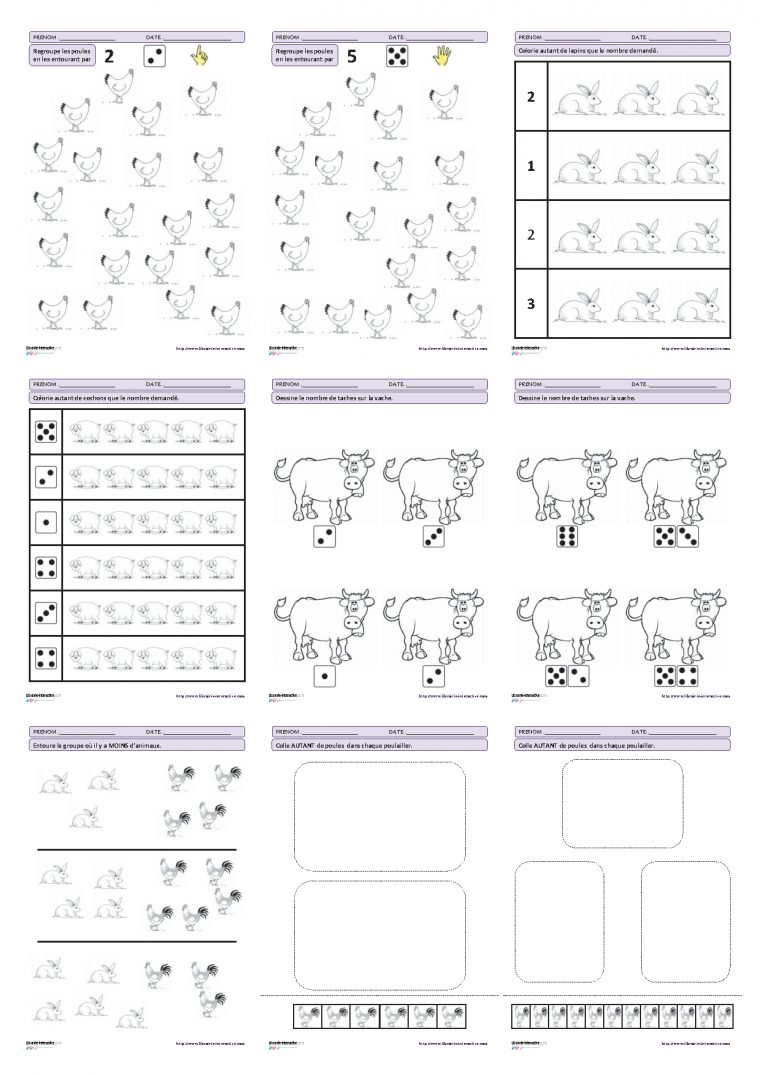 Activités Mathématiques De Hlemoine Du Tableau Math serapportantà Fiche D Exercice Grande Section A Imprimer