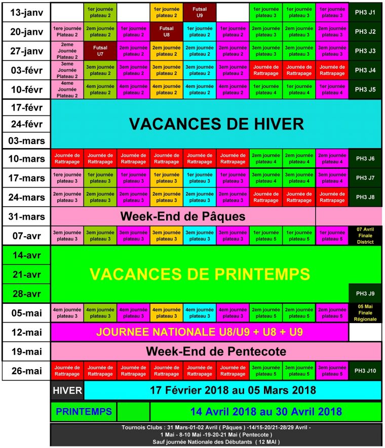 Actualité – Planning Annuel 2017/2018 Des Jeunes – Club à Planning Annuel 2018