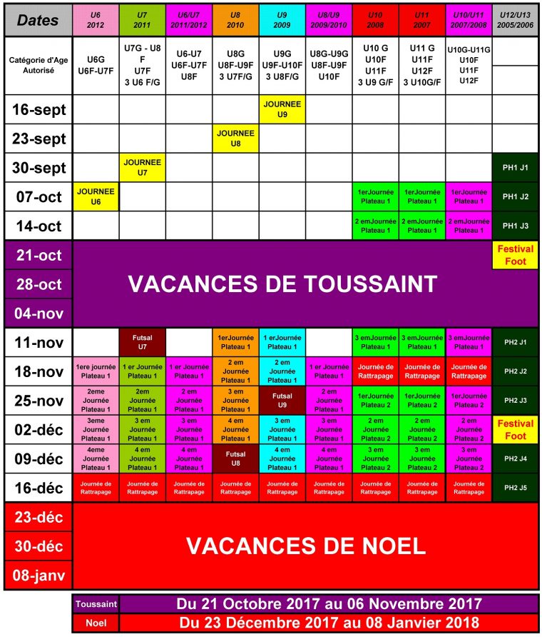 Actualité – Planning Annuel 2017/2018 Des Jeunes – Club concernant Planning Annuel 2018