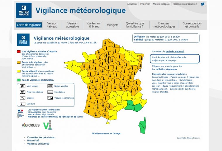 Actualités | Météo : Soixante-Six Départements En Vigilance avec Carte Des Départements De France 2017