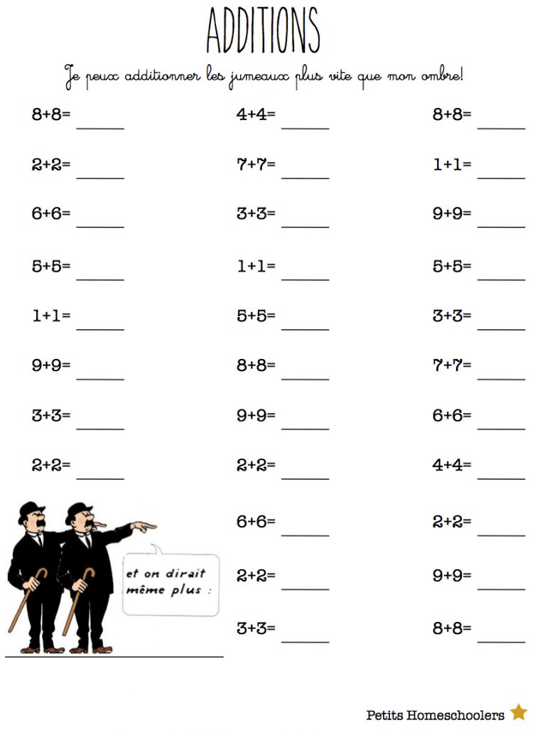 Additionner Les Doubles | Exercices Mathématiques, Exercice dedans Travail De Cp A Imprimer Gratuit