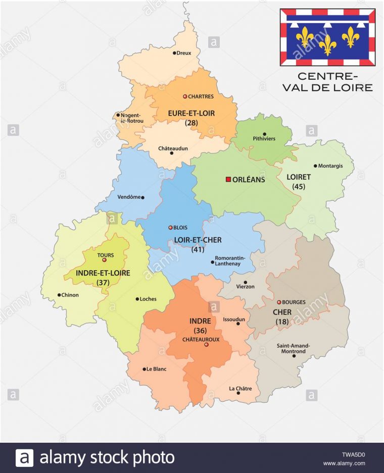 Administrative And Political Map Of The Region Centre Val De destiné Carte De Region France