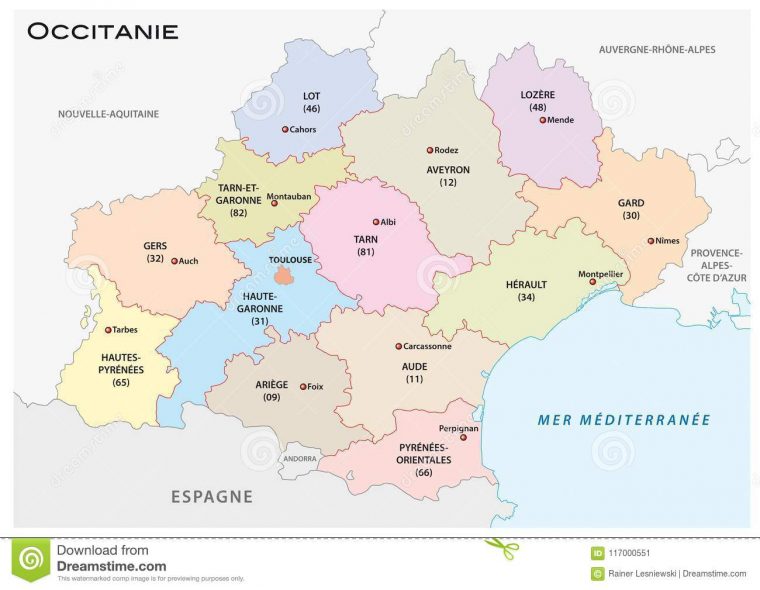 Administrative And Political Vector Map Of The Occitanie pour Carte De Region France