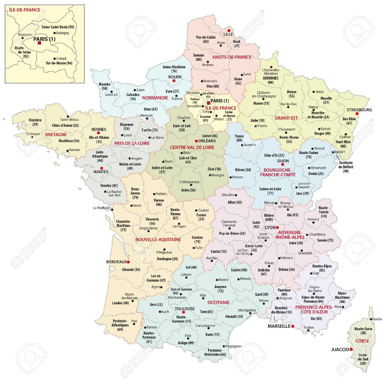 Administrative Map Of The 13 Regions Of France Since 2016 concernant 13 Régions Françaises