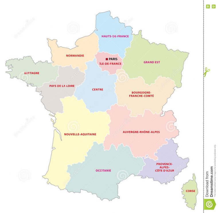 Administrative Map Of The 13 Regions Of France Since 2016 destiné 13 Régions Françaises