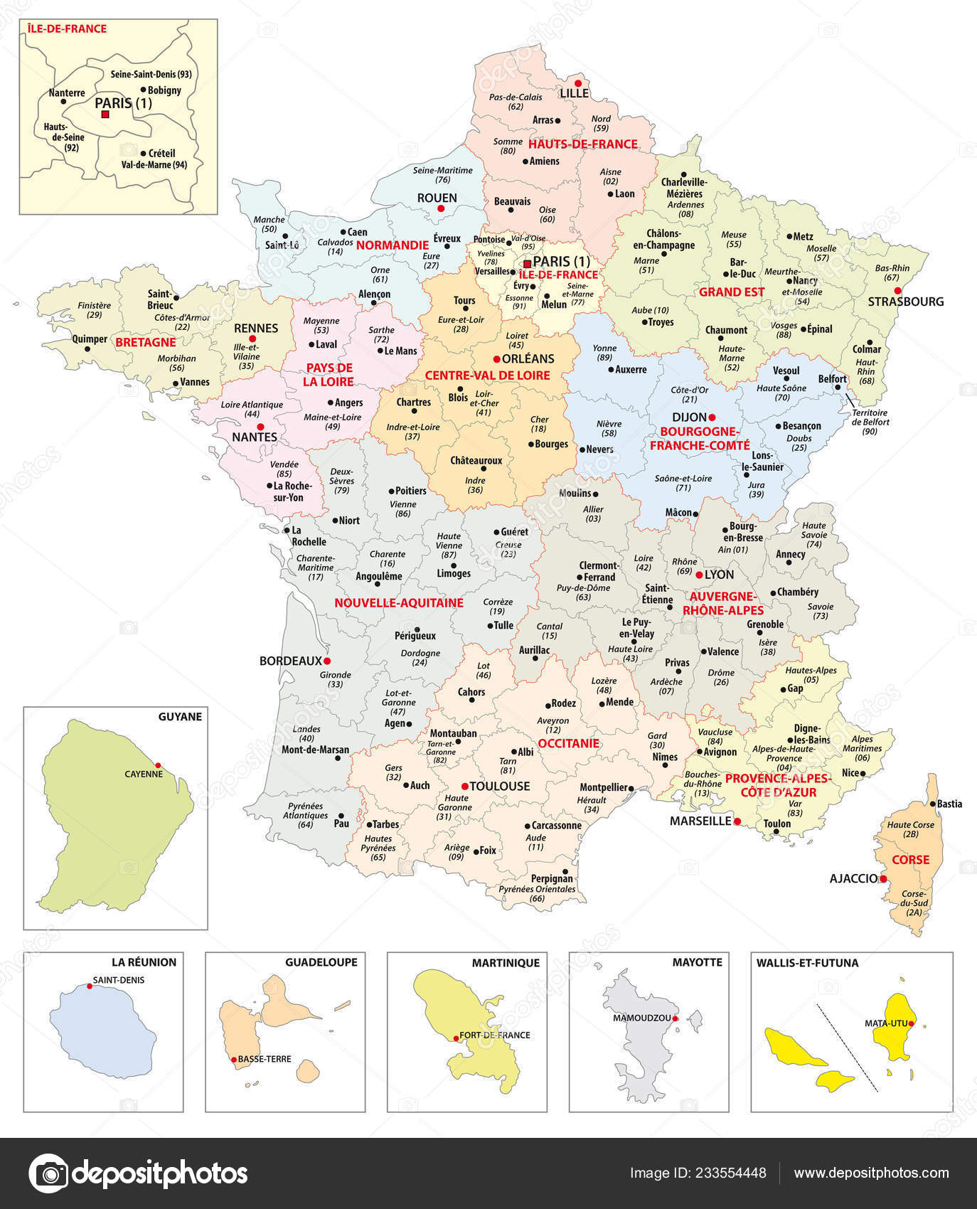 Administrative Map Regions France Overseas Territories serapportantà 13 Régions Françaises