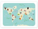Affiche Éducative - Le Monde Des Animaux avec Carte Du Monde Enfant