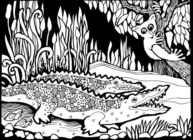 Afrique Dessin Crocodiles – Afrique – Coloriages Difficiles serapportantà Dessin Africain A Colorier