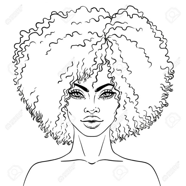 Afro-Américaine Jolie Fille. Illustration Vectorielle De Femme Noire. Idéal  Pour Les Avatars. Livre De Coloriage Pour Adultes. Carte De Visage. tout Visage À Colorier