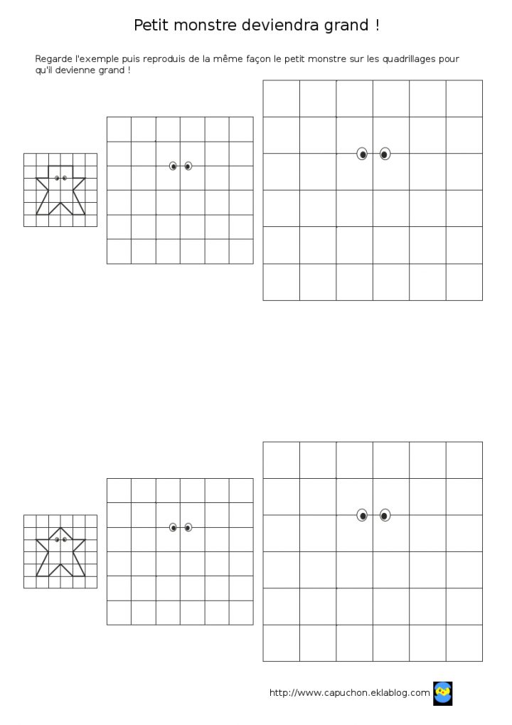 Agrandissement Sur Quadrillage – Capuchon À L'école serapportantà Reproduction De Figures Sur Quadrillage