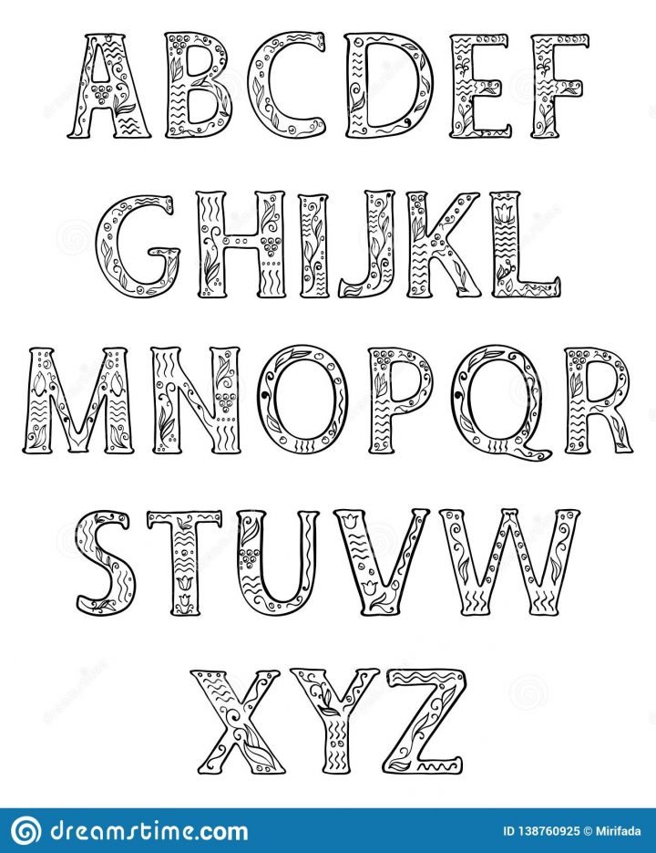 Alphabet Noir Et Blanc Majuscules Décorées Des Modèles encequiconcerne Modele Alphabet Majuscule