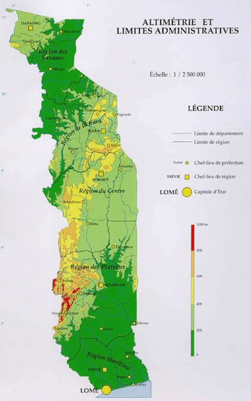 Altimétrie Et Découpage Administratif Du Togo (Gù-Konu Et Al serapportantà Département Et Préfecture