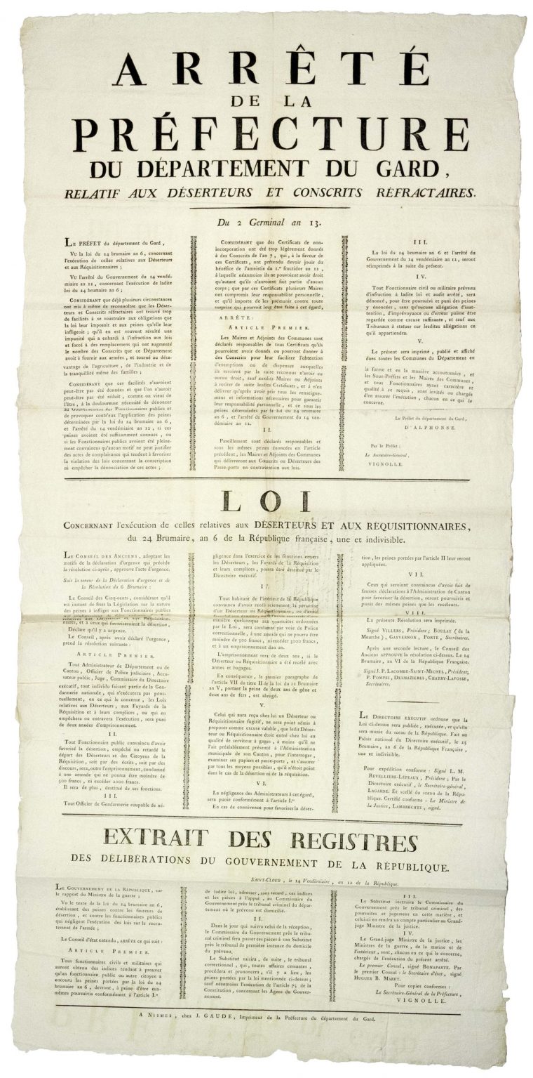 An 13. Gard. Bonaparte Premier Consul : “Arrêté De La serapportantà Département Et Préfecture